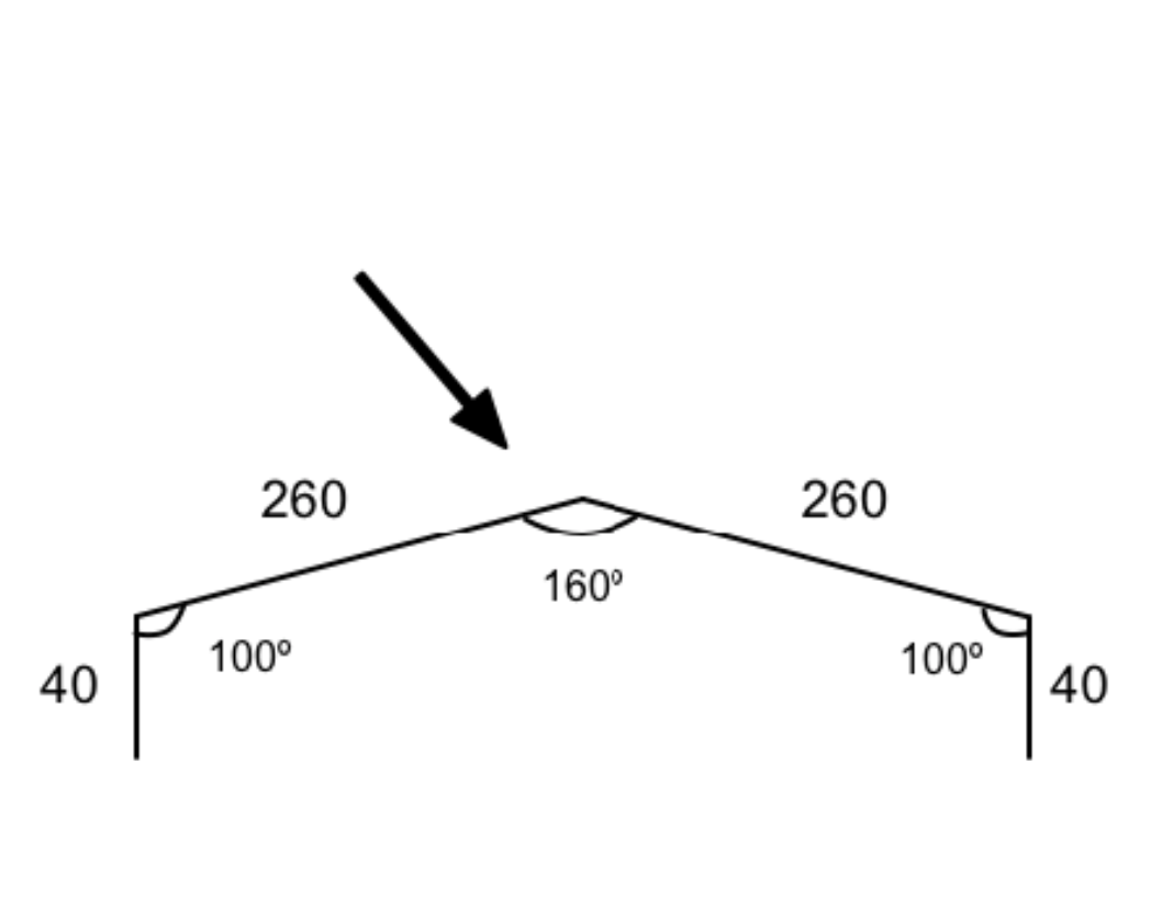 260mm – Flat Ridge Roof Flashing – COPPER