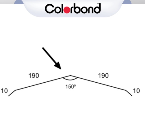 190mm Flat Ridge Roof Flashing Suit Corrugated Roof – COLORBOND®