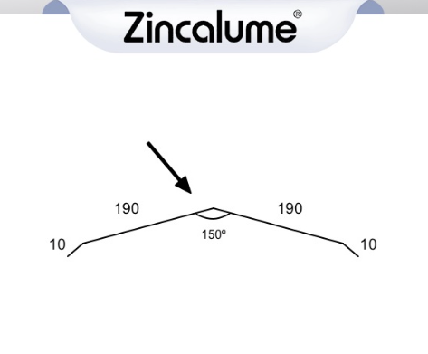 190mm Flat Ridge Roof Flashing Suit Corrugated Roof – ZINCALUME®