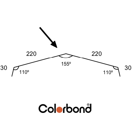 Ridge Capping to Suit Trimdek Profile – 220mm COLORBOND®