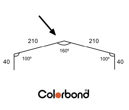 210mm – Flat Ridge Roof Flashing Suit Klip Lok COLORBOND®