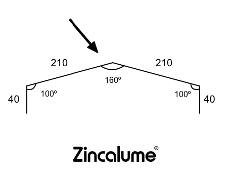 210mm – Flat Ridge Roof Flashing Suit Klip Lok ZINCALUME®