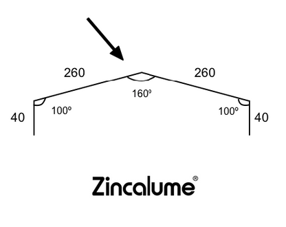 260mm – Flat Ridge Roof Flashing Suit Klip Lok – ZINCALUME®